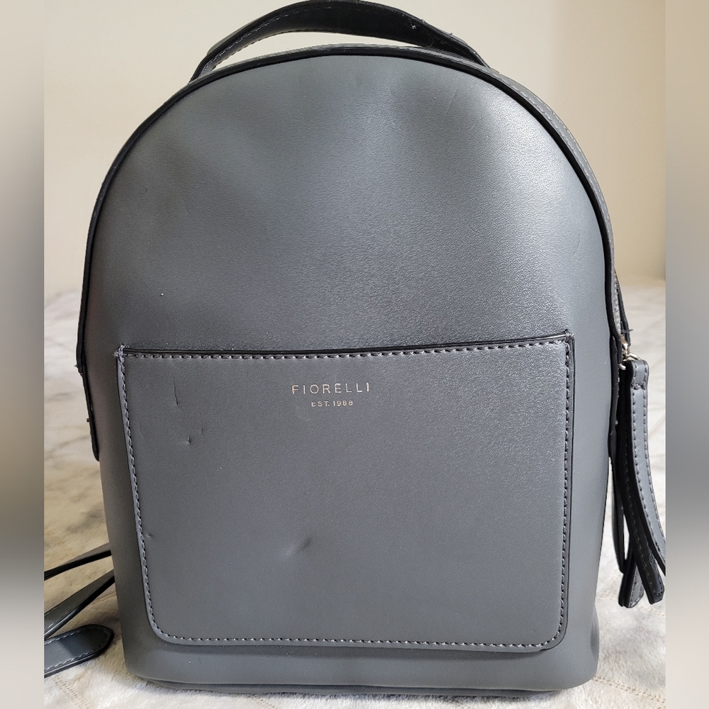 Fiorelli Gary Mini Backpack Purse Top Handle Side Pockets Zipper Closures Gray